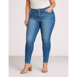 EDGELY High Rise Skinny Button Fly 20W Women's Plus Size Stretch Jeans